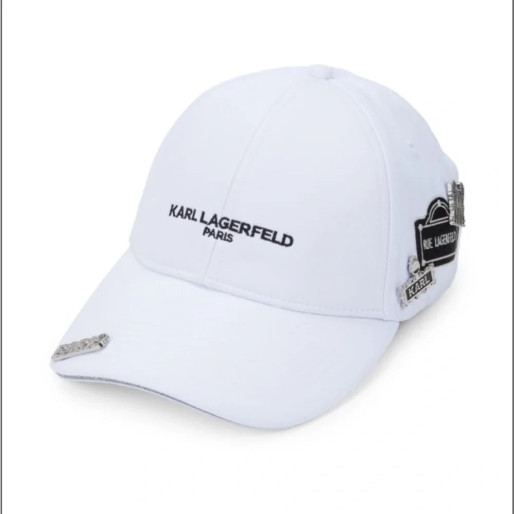 Karl Lagerfeld Paris Women’s Logo Baseball Cap - White, Adjustable, NWT